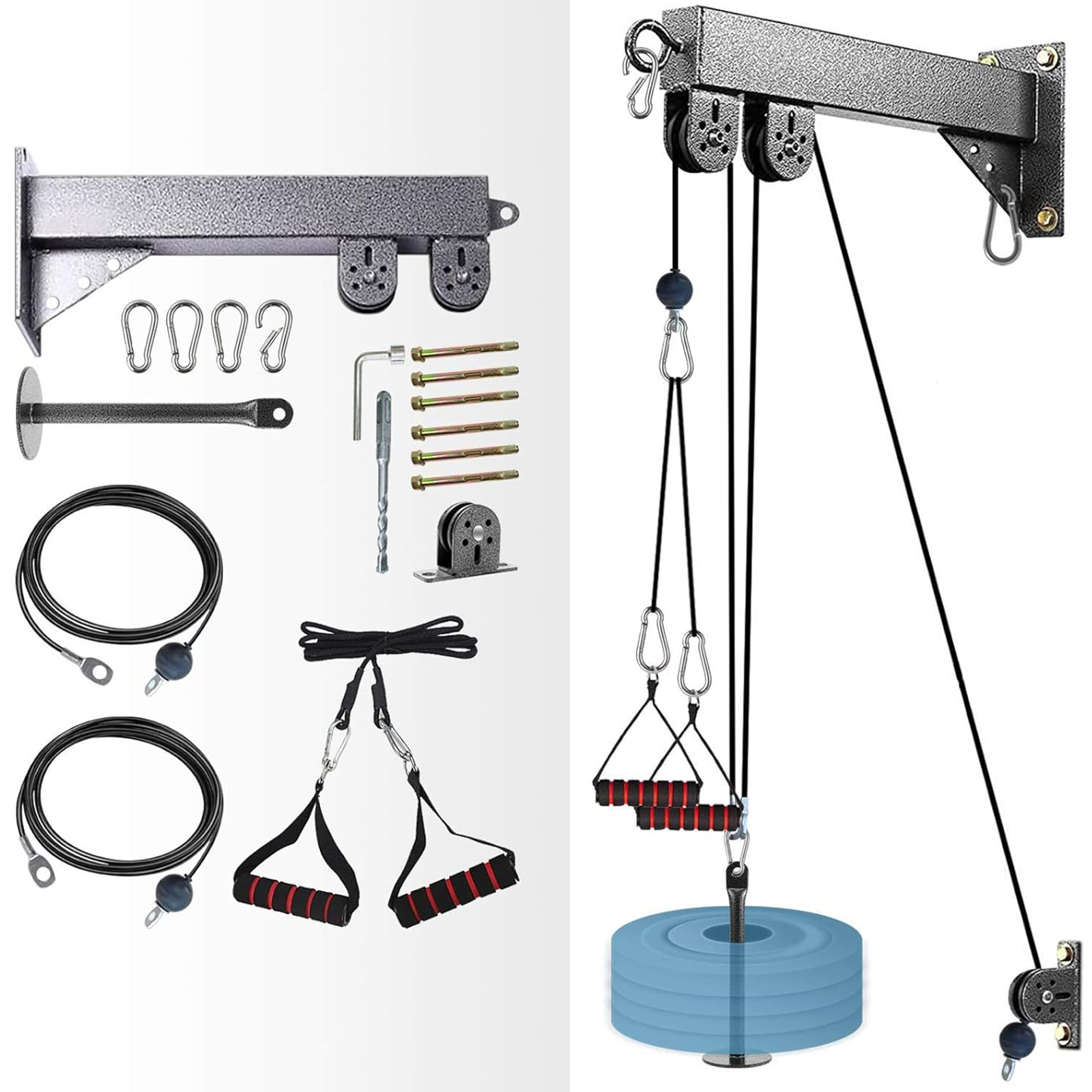 Home Gym Cable Pulley System - Wall Mounted LAT Pulldown Machines with