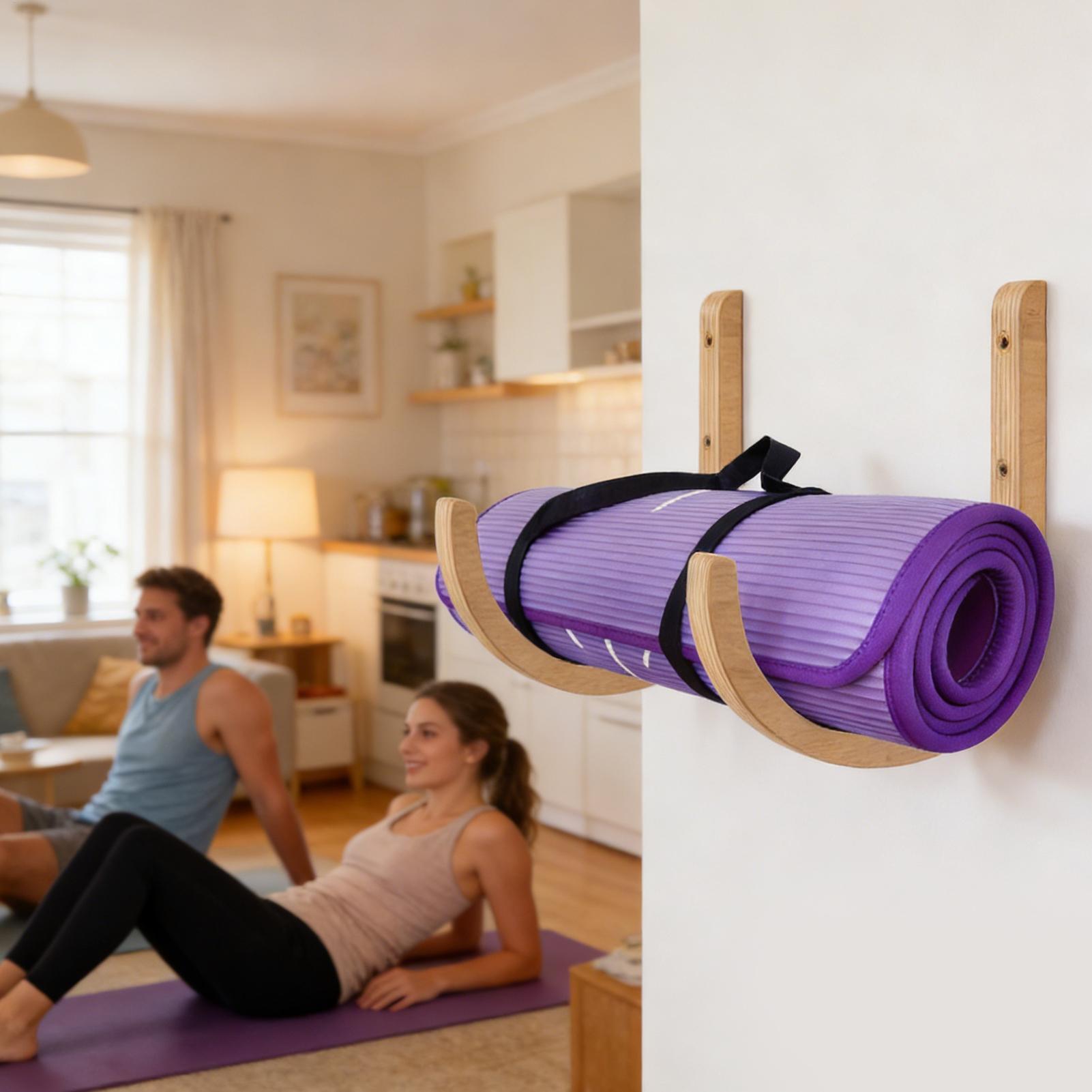 Home Gym On Wall - Yoga Mat Storage Rack 2PC Wooden