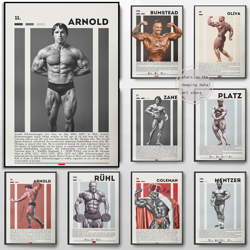 Home Gym On Wall - Motivational Gym Fitness Bodybuilding Tom Platz/Arnold