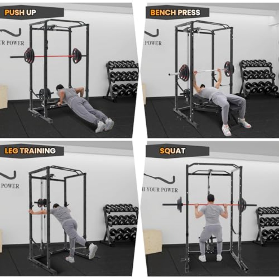 1600 Lbs Power Rack for Home G - Home Gym Cable Pulley System avis et prix
