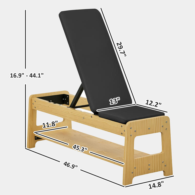 Wooden Adjustable Weight Bench - Home Gym Dumbbells avis et prix