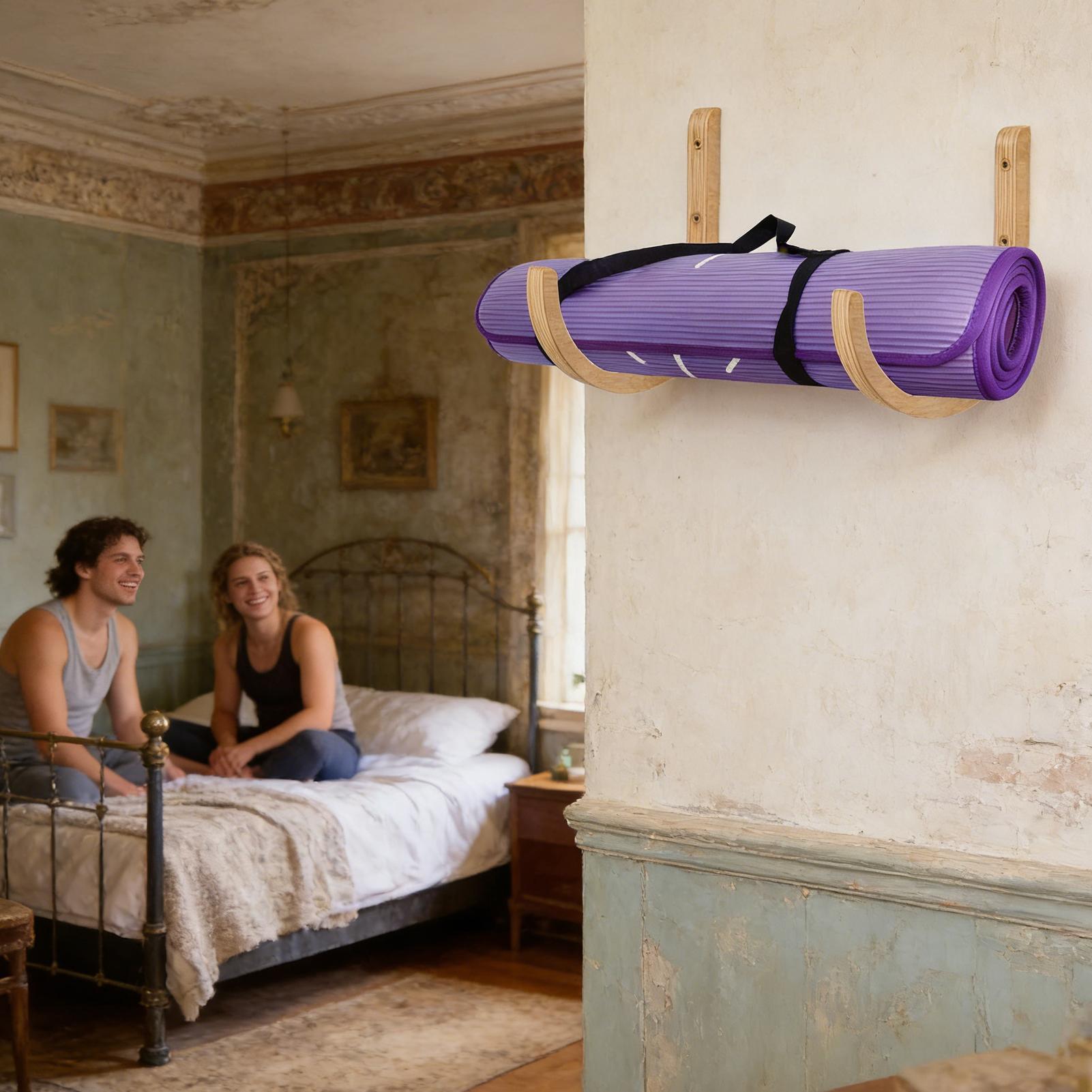 Yoga Mat Storage Rack 2PC Wood - Home Gym On Wall avis et prix