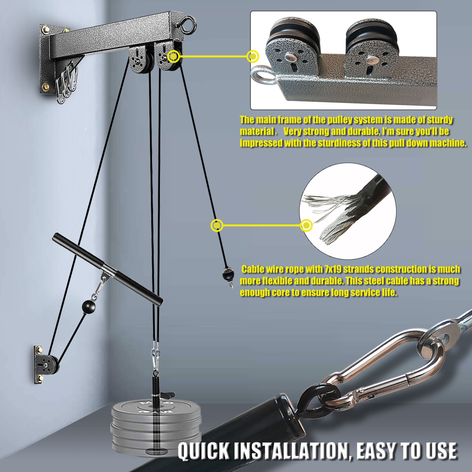 Fitness Wall Mounted Pulley Sy - Home Gym Cable Pulley System avis et prix
