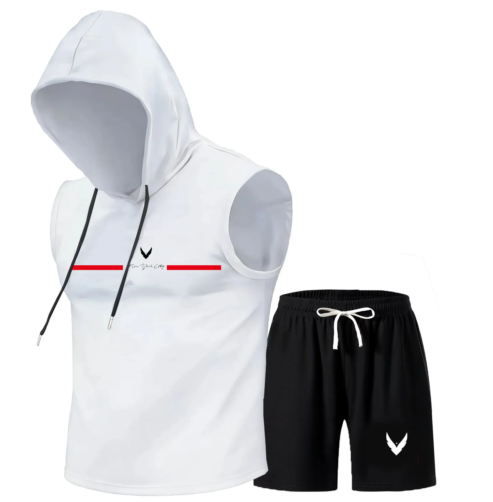 Men's hooded vest set sleevele - Home Gym Outdoor avis et prix