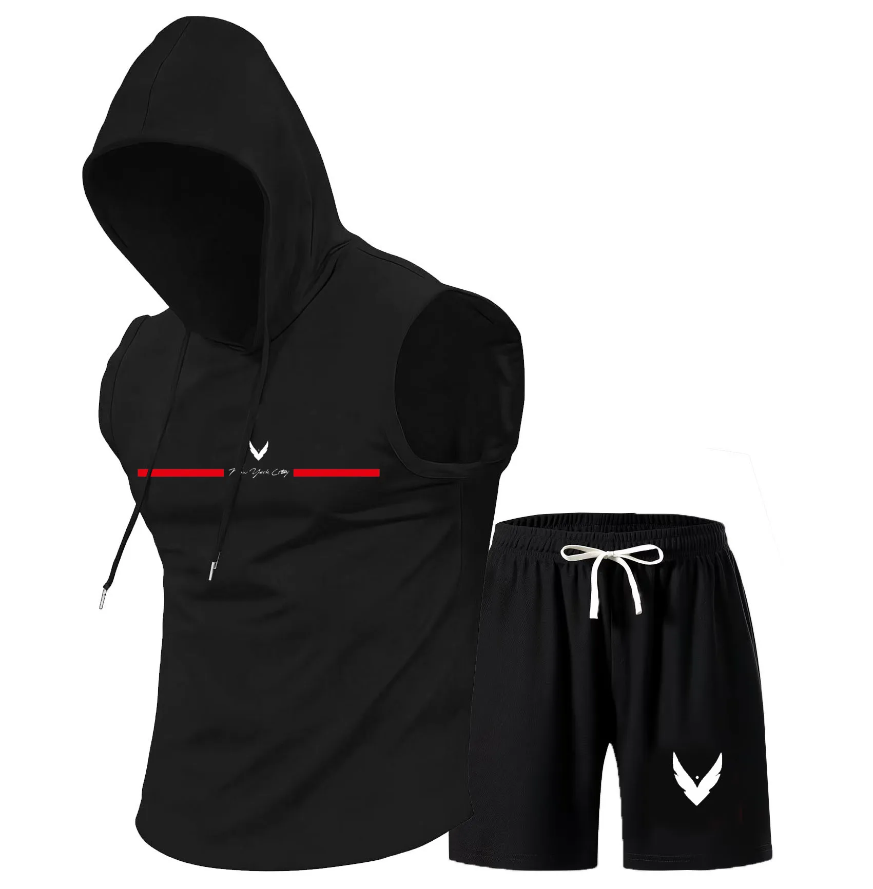 Men's hooded vest set sleevele - Home Gym Outdoor avis et prix