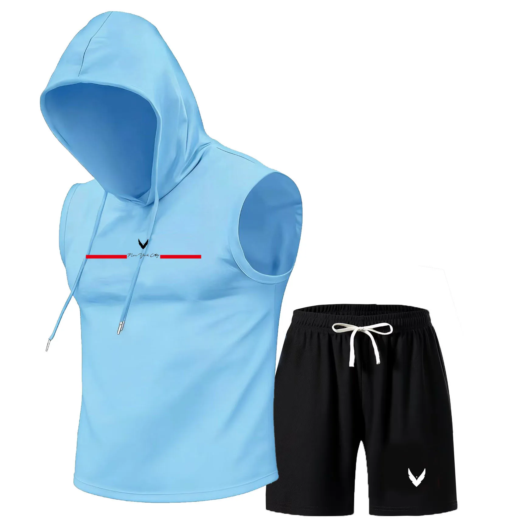 Men's hooded vest set sleevele - Home Gym Outdoor avis et prix
